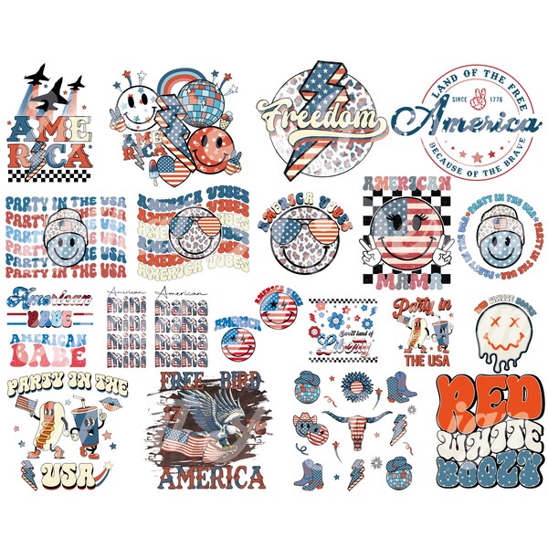 4th Of July Png Bundle, 4th Of July Png, Patriotic Png, Independence Day Png, Fourth Of July Png, Freedom Png, Sublimation Bundle, Retro Png