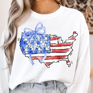 Preppy American Flag PNG, Preppy Bow Flag, Preppy Patriotic Clip Art, American Flag Png, Fourth of July Preppy,Grandmillenial Fourth of July