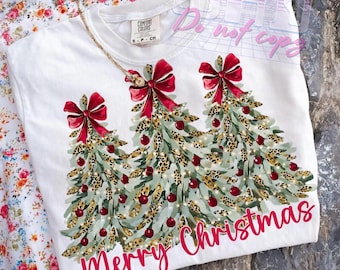 Leopard Christmas Tree PNG: Coquette Bow Sublimation (Digital Download)