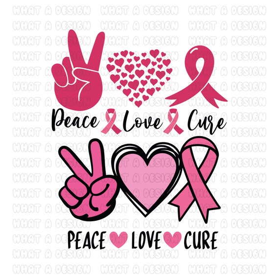 Peace Love Cure SVG Breast Cancer SVG Cut Files for Cricut - Etsy