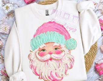Hand-Painted Santa Design, Digital Download, PNG File, Sublimation and DTF Design, Cute Christmas shirt, Trendy Christmas Png