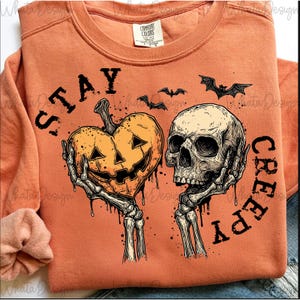 Stay Creepy PNG, Retro Dripping Heart Halloween Png, Skeleton Hand Spooky Graphic, Grunge Horror Sublimation Design Trendy Png, Skeleton Png