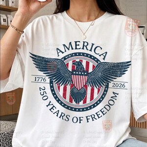 America 250 Years Freedom Retro Americana Graphic, Retro USA 250th Anniversary 2026 PNG, 250 Years of America, Patriotic Graphic 4th of July image 6