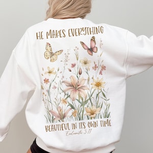 He Makes Everything Beautiful Christian PNG, Retro Christian Png, Bible Verse Png, Worship Png, Faith Png, Jesus Png, Boho Floral Png