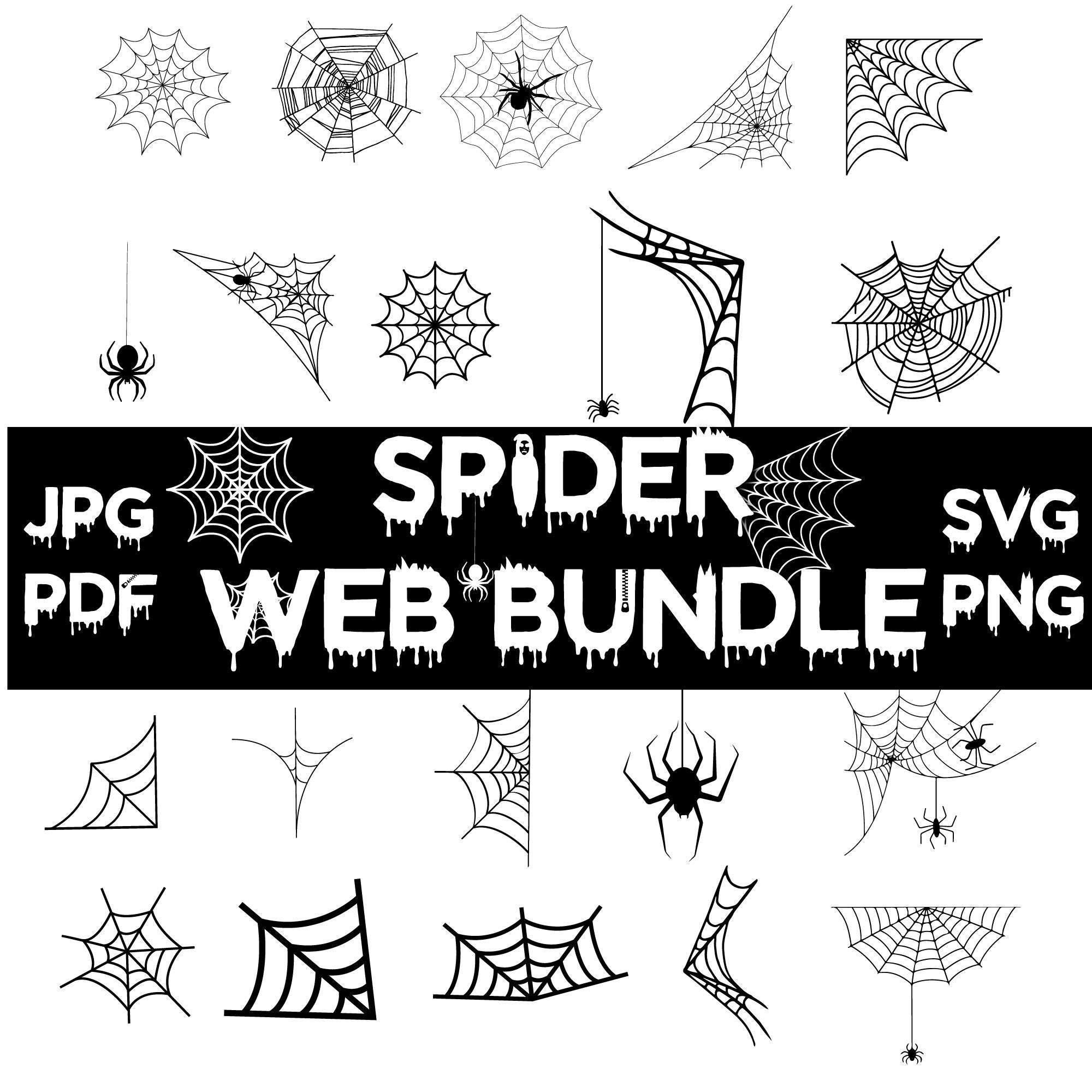 Spider Web SVG / Spiders and Spider Web SVG files / Clipart PNG Transparent  included / Cricut Silhouette / png, svg, Digital files