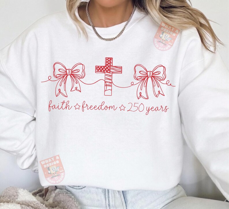 Faith Freedom 250 Years Png, Continuous Line Art Png, Minimalist 4th Of July Design, USA Anniversary Png, USA 250th Birthday image 2