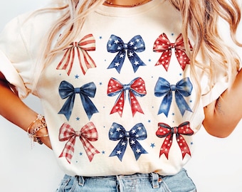 Patriotic Bows Transparent PNG, 4th of july png, Red White Blue Ribbons Sublimation Design, Girly 4th of July DTF designs, Memorial day png