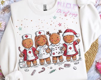 Christmas Nurse Gingerbread Png, Nurse Christmas png, Nurse png, Cute Healthcare Holiday Sublimation Design