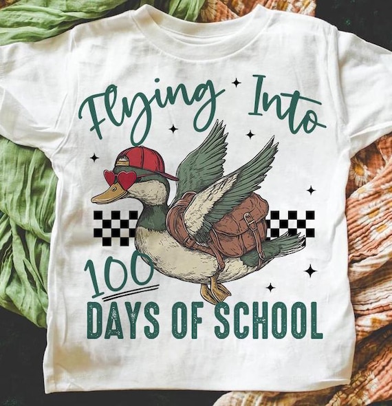 Flying into 100 Days of School PNG, Duck Hunting Sublimation Png, Boys 100 Days of School Sublimation Png, Duck Hunter Png, Digital Download