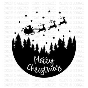Merry Christmas SVG / Christmas Scene With Santa SVG / Cut File / Cricut / Commercial use / Silhouette / DXF file / Christmas decoration
