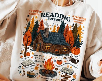 Cozy Cabin Reading Retreat Png, Fall Bookish Png, Book Lover png,  Autumn Cozy Readers Sublimation, Fall Reading png