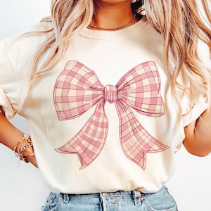 Pink Checkered Bow PNG, Trendy Bow PNG, Checkered PNG, Girly Bow Shirt Design, Bows Sublimation Design Download Png, Print File, preppy png