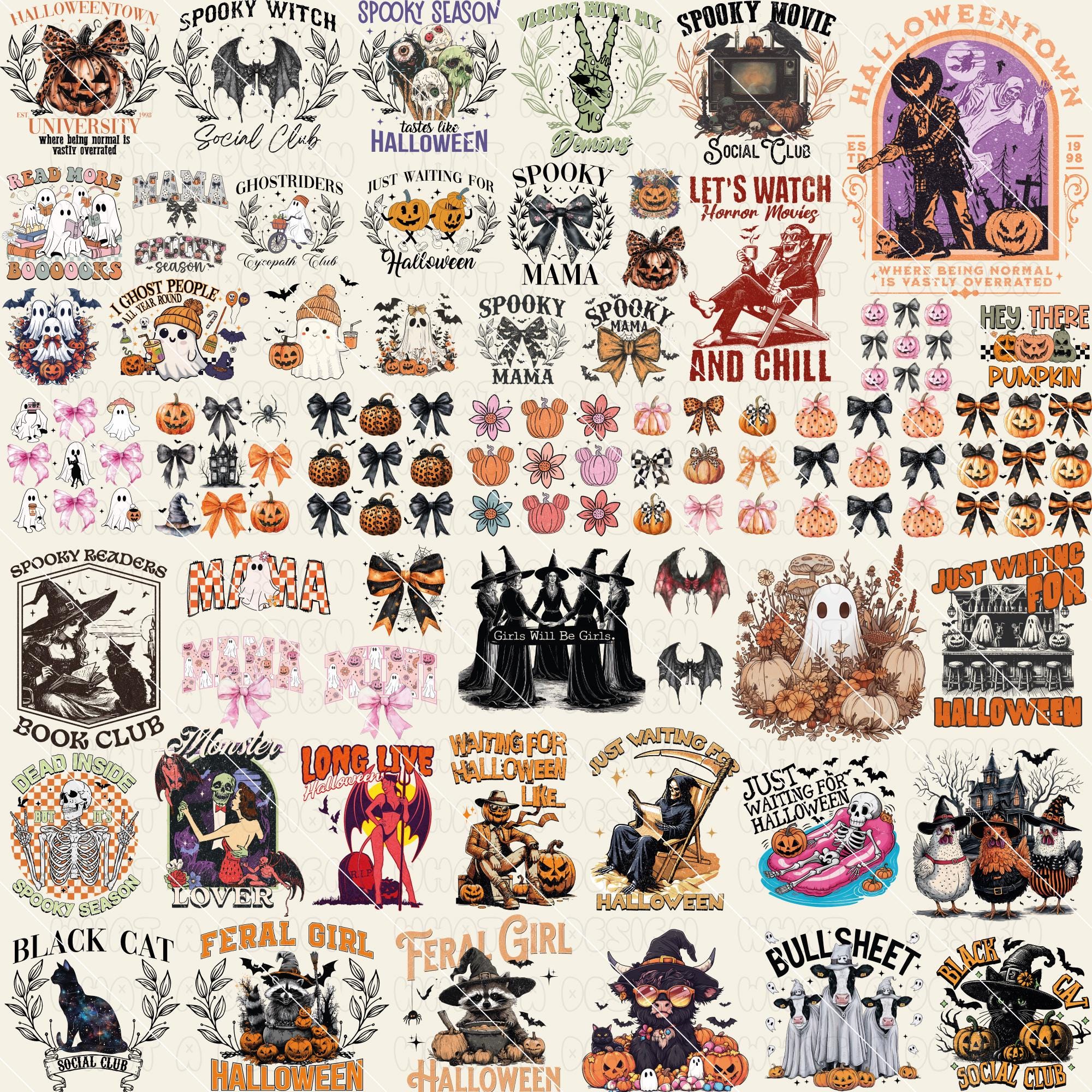 Retro Halloween Png Bundle, Halloween Coquette Png, Halloween Bundle, Spooky Season Png, Fall Png, Trendy Halloween, Halloween Mama Png
