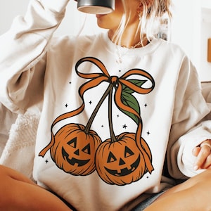 Pumpkin Cherries Autumn Girly png, Halloween Pumpkin png, Fall pumpkin png, Pumpkin Cheeries Coquette Png, Fall png, Girly png