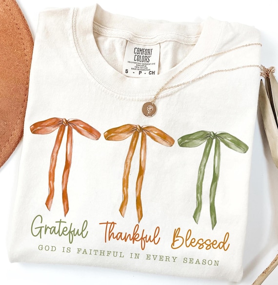 Grateful Thankful Blessed Png, Coquette Fall Season Png, Faith Based Autumn Sublimation,  Christian Fall Bow Png, Coquette Religious Fall