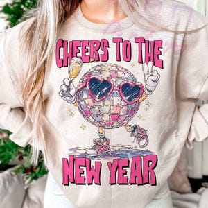 Cheers To The New Year Png, Retro New Year Png, 2026 Happy New Year Png, Champagne Png, Digital Download image 5