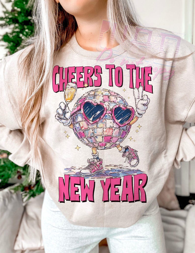 Cheers To The New Year Png, Retro New Year Png, 2026 Happy New Year Png, Champagne Png, Digital Download image 5