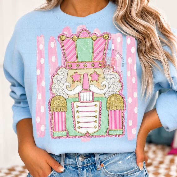Pink Nutcracker PNG, Preppy Christmas Nutcracker, Girly Holiday PNG, Patchwork Nutcracker, Polka Dot Christmas Sublimation