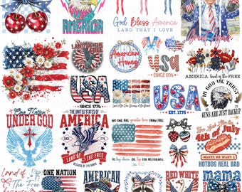 Populärt 4 juli PNG-paket, Fjärde juli sublimerings-PNG-paket, Retro USA PNG, Självständighetsdagen PNG-paket, 4 juli T-shirt