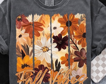 Vibes d'automne PNG, Design floral en sublimation automne, aquarelle automne PNG, Design tendance chemise automne, téléchargement numérique, PNG