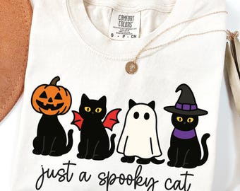Just a Spooky Cat PNG, Funny Halloween Cat Png, Cat in Halloween Costumes Sublimation, Cute Horror Png, Spooky Cat Png