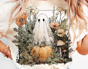 Fantasma de otoño de Halloween PNG, Calabaza femenina PNG, Flores bohemias de otoño PNG, Halloween PNG, Ambiente otoñal PNG, Temporada espeluznante PNG, Tendencias PNG