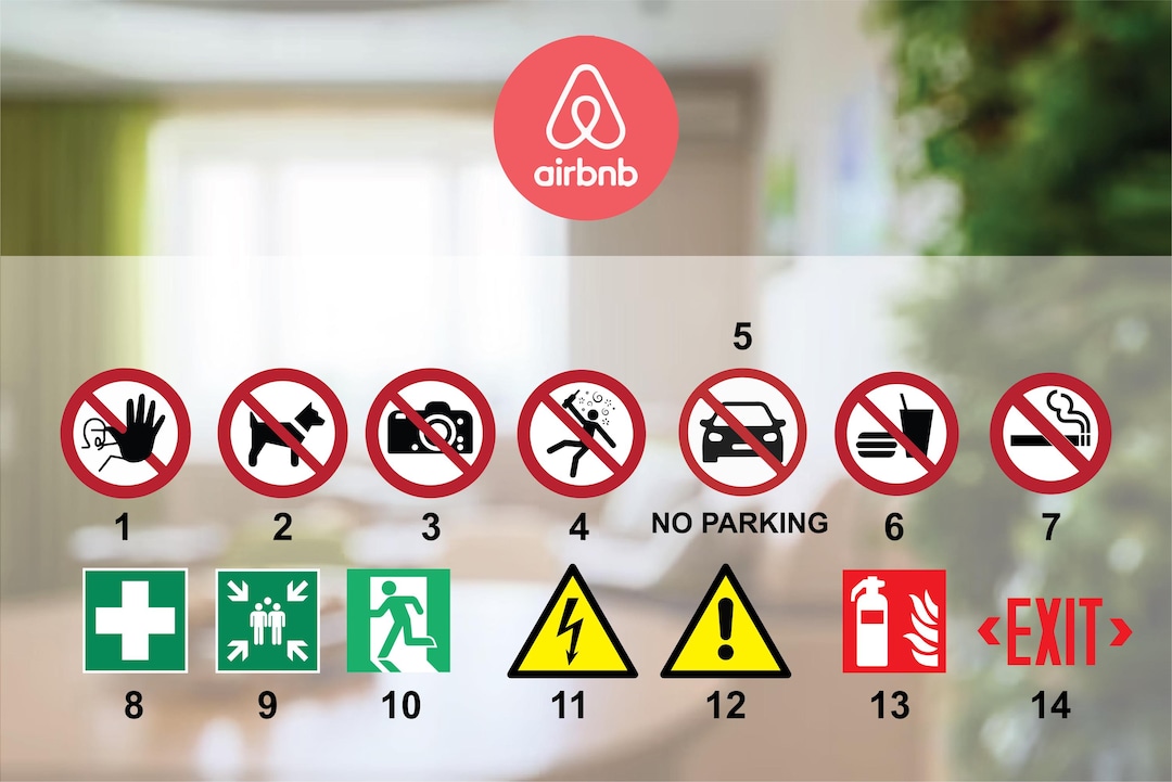 Decal for Airbnb Safety and Instruction Symbols - Vinyl Decal ...
