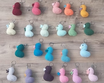 Crochet duck keyrings
