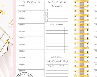 AGENDA 2026 / DIARIA imprimible archivo PDF / Media carta / Agenda español 2026 agenda elegante