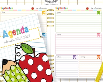 AGENDA DOCENTE agosto 2026- julio 2027 media carta archivo imprimible pdf