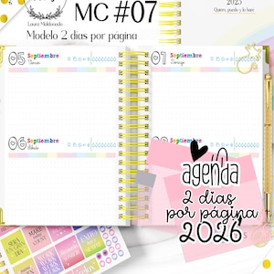 印刷可能な2026年アジェンダ、2026年プランナー、1ページ2日プランナー、印刷可能なPDFファイル、ダウンロード可能なハーフレターPDFオーガナイザー