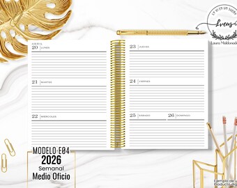 Klassischer Planer 2026, formeller Planer zum Ausdrucken im PDF-Format (Halb-Letter-Format), Wochenplaner 2026 / Wochenplaner / Halb-Letter-Format