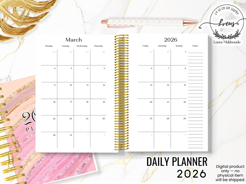 2026 Daily Planner Printable | Executive Minimal Planner | Half Letter ...
