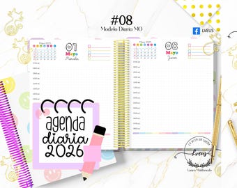 Daily digital planner, 2026 daily planner, downloadable planner, digital planner, printable PDF file, half-letter