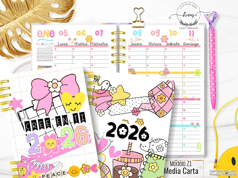 Kawaii Printable Weekly Planner 2026: Cute Pastel Planner With Flowers ...