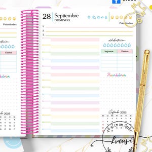 Colorful 2025 DAILY AGENDA (PDF downloadable file, half letter, printable 2025 agenda)