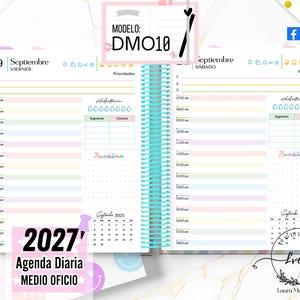 May include: A spiral-bound daily planner open to two pages for September 19 and 20, 2025. The pages feature hourly schedules from 7:00 am to 8:00 pm, sections for priorities, water intake, income, expenses, and reminders, with a 2027 calendar label.