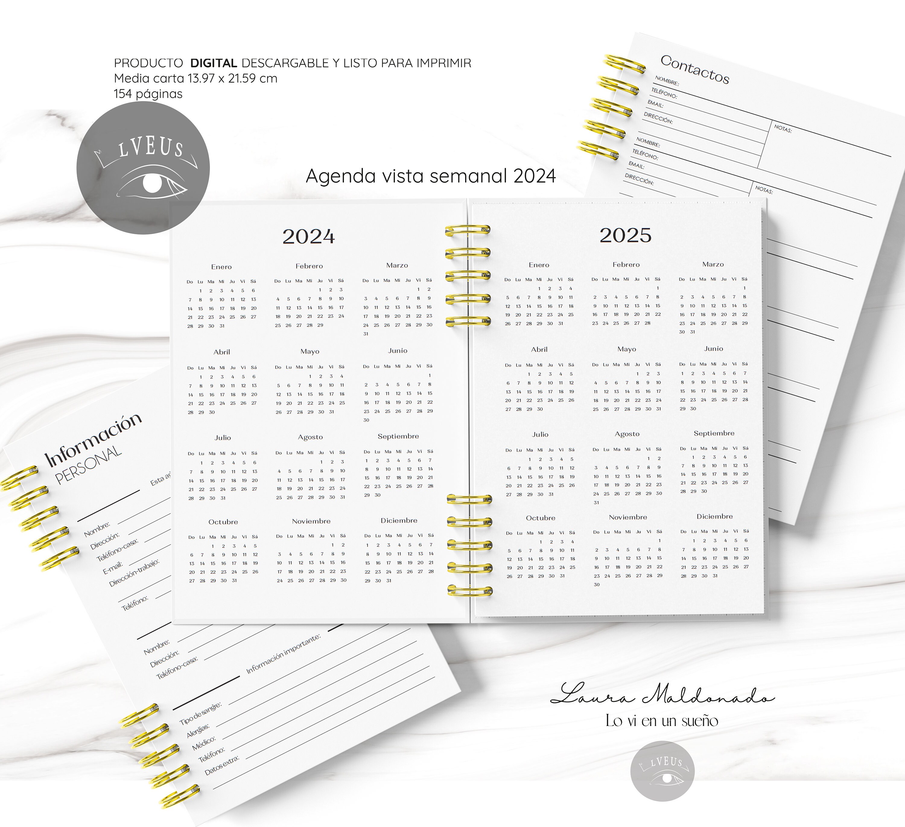 CLASSIC AGENDA 2024 Formal Agenda Printable File Half Letter PDF Weekly take-free-printable-calendars-half-page-calendar-printables-free-blank
