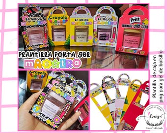 Modello PNG per confezione regalo per insegnanti con porta gel PocketBac | Porta gel PocketBac stampabile | Regalo per la festa degli insegnanti | Stile per la festa degli insegnanti | Fai da te