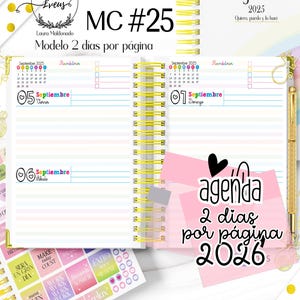 印刷可能な2026年アジェンダ、2026年プランナー、1ページ2日プランナー、印刷可能なPDFファイル、ダウンロード可能なハーフレターPDFオーガナイザー