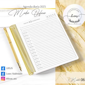 2025 AGENDA / DAILY printable PDF file / Half letter / Spanish 2025 agenda elegant agenda