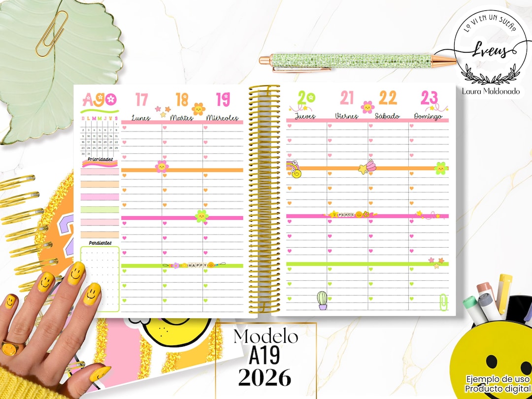 Pastel Cute Semanal Planner 2026 Kawaii Agenda Printable Weekly Layout ...