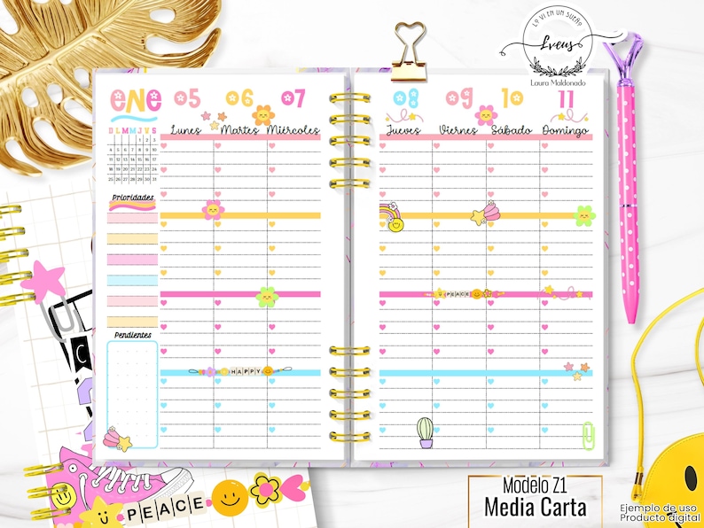Kawaii Printable Weekly Planner 2026: Cute Pastel Planner With Flowers ...