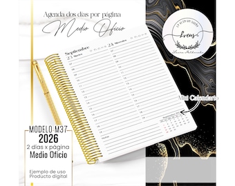 Terminplaner 2026 / Zwei Tage pro Seite / Druckbare PDF-Datei / Halb-Letter-Format / Spanischer Terminplaner 2026 / Executive-Planer