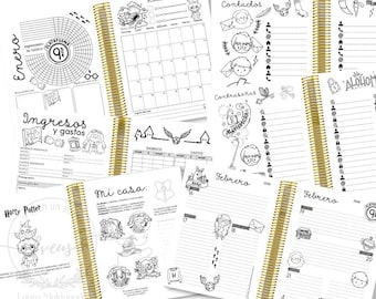 Zauberschulplaner 2026 auf Spanisch – Niedlicher Fantasy-Planer – Inspiriert von der Zauberschule – Druckbarer Planer