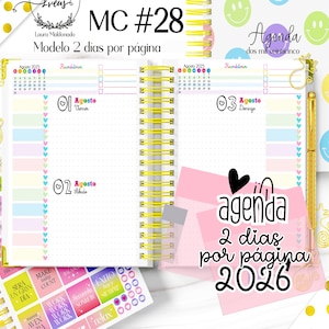 Printable 2026 Agenda, 2026 Planner, Two-Day-Per-Page Planner, Printable PDF File, Downloadable Half-Letter PDF Organizer
