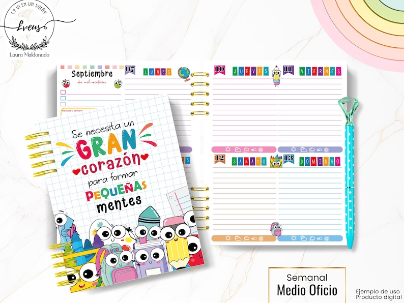 Printable planner for TEACHERS/EDUCATORS August 2026-July 2027, medium letter size, colorful PDF file image 1