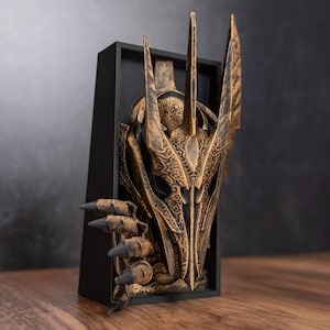 Sauron - El Señor de los Anillos Sujetalibros / Decoración de Estantería Rincón de Libros / Decoración Inserto de Estantería / Anillos de Poder Gold