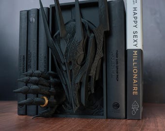 Sauron - El Señor de los Anillos Sujetalibros / Decoración de Estantería Rincón de Libros / Decoración Inserto de Estantería / Anillos de Poder