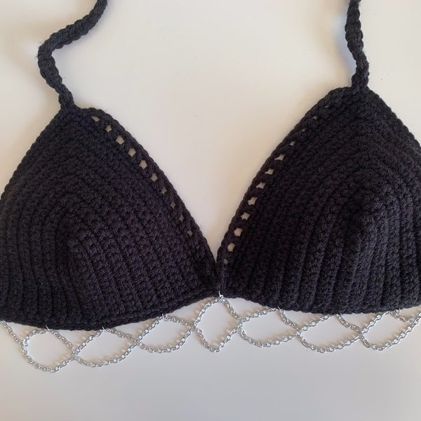 Handmade crochet bralette with chain detail